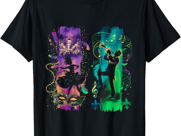 Vibrant mardi gras jazz & dance new masquerade festival t-shirt