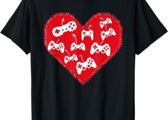 Video Gamer Valentines Day T-Shirt With Controllers Heart T-Shirt