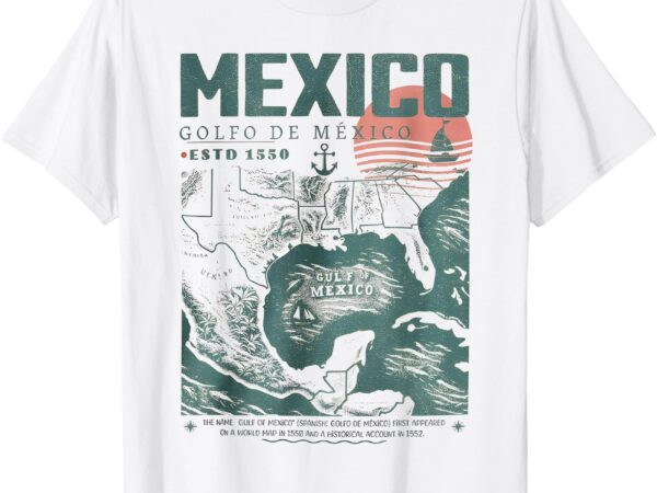 Gulf of mexico – golfo de méxico 1550 retro vintage beach t-shirt