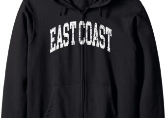 Vintage Distressed East Coast Bold Collegiate Varsity Zip Hoodie t shirt vector art