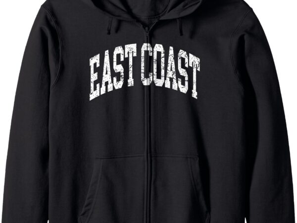 Vintage distressed east coast bold collegiate varsity zip hoodie t shirt vector art