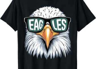 Vintage Eagles With Sunglasses Eagles Flying Bird Cool Face T-Shirt