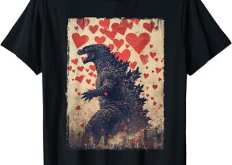 Vintage Kaiju Valentine Shirt Japanese Art T-Shirt