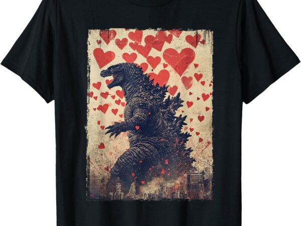 Vintage kaiju valentine shirt japanese art t-shirt