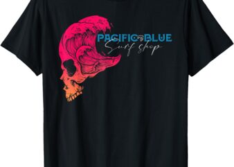 WCI_ Skull Wave 2 Pacific Blue Surf Shop T-Shirt