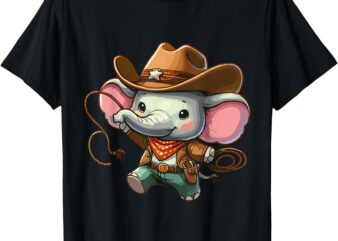 Western Rodeo Cowboy Outfit Hat Elephant Texas Animals T-Shirt