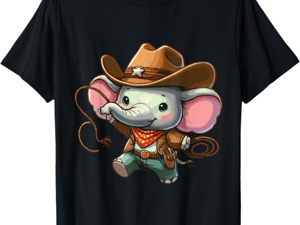 Western rodeo cowboy outfit hat elephant texas animals t-shirt