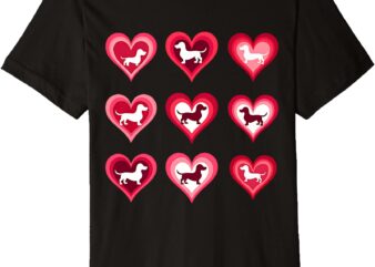 Wiener Dog Dachshund Hearts Candy Valentines Day Dog Lover Premium T-Shirt