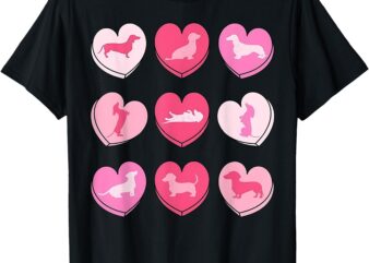 Wiener Dog Dachshund Hearts Candy Valentines Day Dog Lover T-Shirt