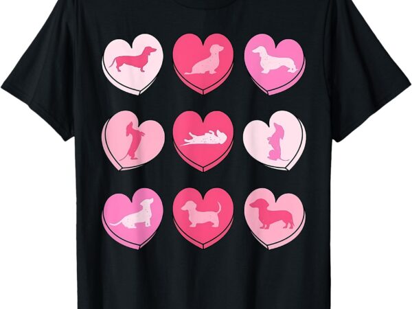 Wiener dog dachshund hearts candy valentines day dog lover t-shirt