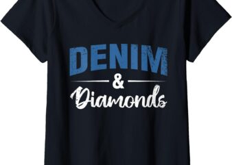 Womens Denim and Diamonds Shirts for Women V-Neck T-Shirt