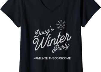 Womens doug's winter party, february 15 2025 v-neck t-shirt