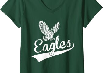 Womens Eagles Fly Vintage Eagles Flying Bird Inspirational V-Neck T-Shirt