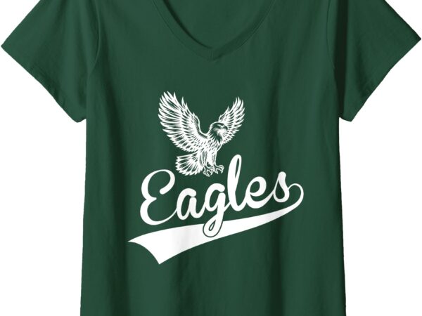 Womens eagles fly vintage eagles flying bird inspirational v-neck t-shirt