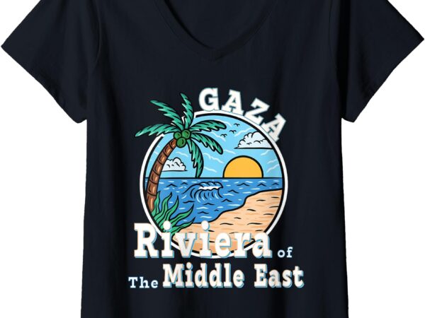 Womens gaza strip riviera of the middle east trump v-neck t-shirt