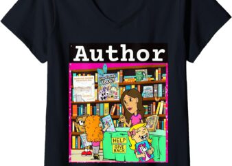 Womens I am an Author – fiction bookshelf Unicorn Jazz V-Neck T-Shirt