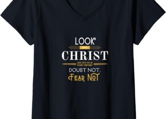 Womens Look Unto Christ 2025 LDS Youth Theme V-Neck T-Shirt