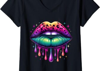 Womens Mardi Gras Outfit Costume Men Women Mardi Gras Lips V-Neck T-Shirt