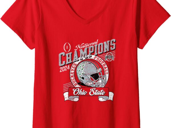 Womens ohio state buckeyes national champs 2024 cfp retro red v-neck t-shirt