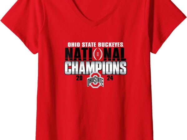 Womens ohio state buckeyes national champs 2024 cfp winners red v-neck t-shirt