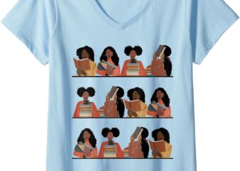 Womens Pretty Black and Educated Womens Read BHM V-Neck T-Shirt