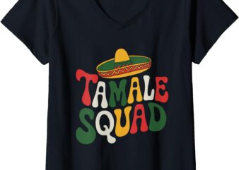 Womens Tamale Squad, Mexican Food Lover Burrito Taco Squad V-Neck T-Shirt