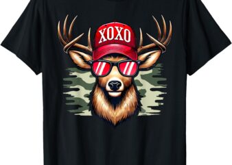 XOXO Valentine Buck With Sunglasses Hunting Valentine’s Day T-Shirt