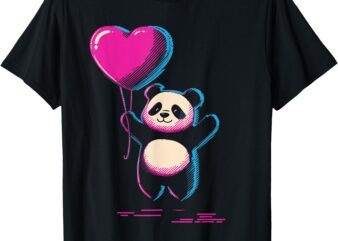 Y2K Retro Pixel Art Panda Heart Balloon for Women and Girls T-Shirt