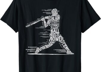 baseball player Baseball Typography Silhouette T-Shirt