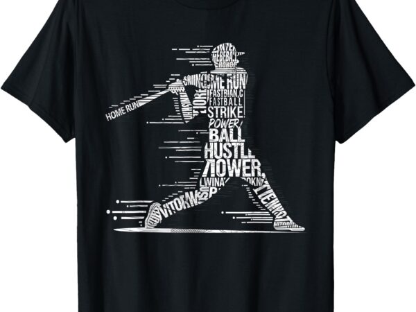 Baseball player baseball typography silhouette t-shirt