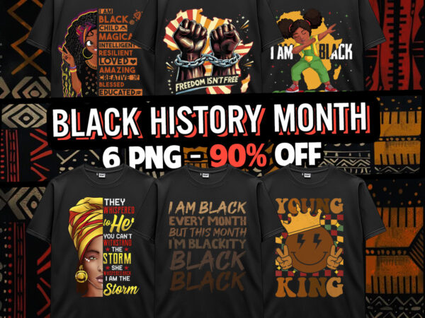 Black history month american african culture pride melanin black girl juneteenth design png bundle 1