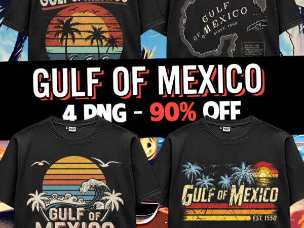 Gulf of mexico us america est 1550 retro vintage beach t-shirt design bundle png 2