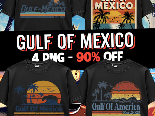 Gulf of mexico us america est 1550 retro vintage beach t-shirt design bundle png 3