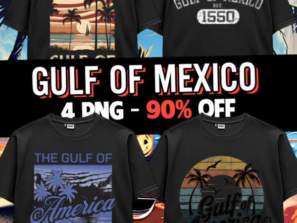 Gulf of mexico us america est 1550 retro vintage beach t-shirt design bundle png 4