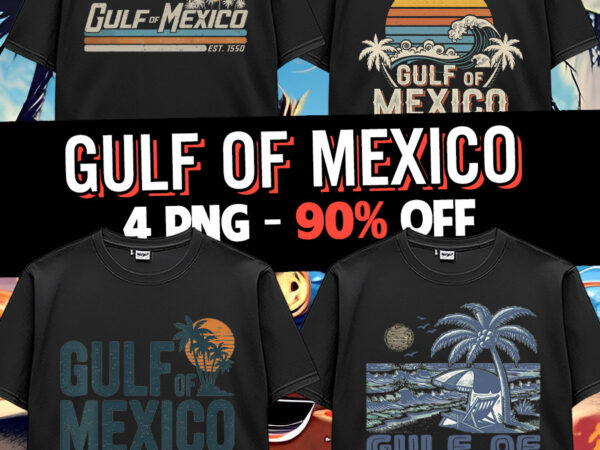 Gulf of mexico us america est 1550 retro vintage beach t-shirt design bundle png 5