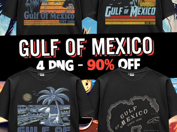 Gulf of mexico us america est 1550 retro vintage beach t-shirt design bundle png 1