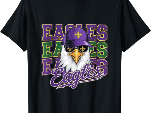 Face eagles with mardi gras cool face eagles with sunglasses t-shirt