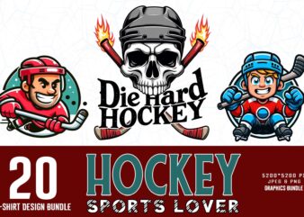 Vintage sports hockey t-shirt design bundle of 20 designs – download instantly