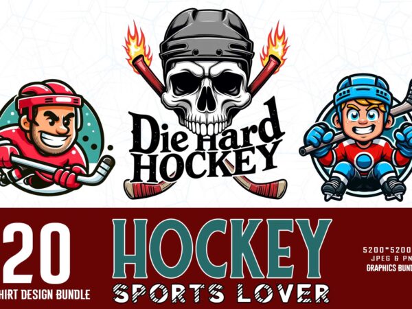 Vintage sports hockey t-shirt design bundle of 20 designs – download instantly