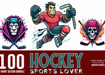 100 trendy retro vintage hockey lover t-shirt design bundle