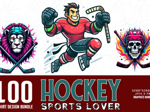 100 trendy retro vintage hockey lover t-shirt design bundle