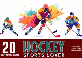 Popular Groovy Hockey Lover t-shirt design bundle of 20 designs – download instantly