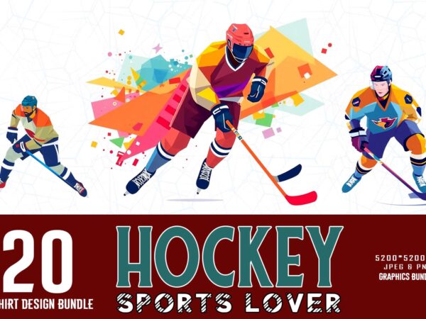 Popular groovy hockey lover t-shirt design bundle of 20 designs – download instantly