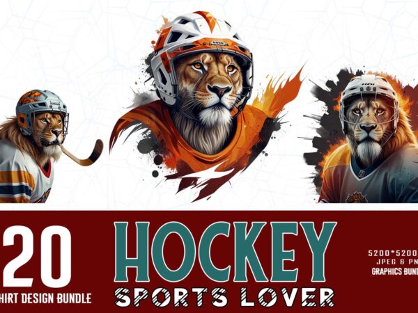 20 vintage sports lion hockey player t-shirt design bundle