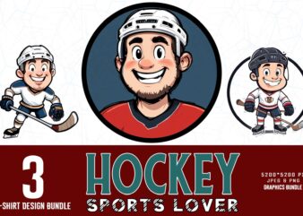 Popular Groovy Hockey Lover t-shirt design bundle of 03 designs