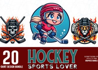 Popular groovy hockey lover t-shirt design bundle of 20 designs – download instantly