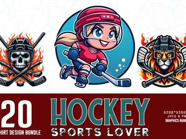 Popular groovy hockey lover t-shirt design bundle of 20 designs – download instantly