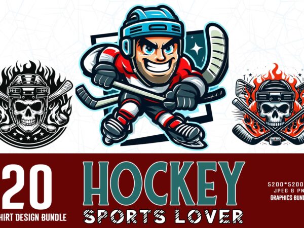 Trendy retro vintage hockey lover t-shirt design bundle of 20 designs – download instantly