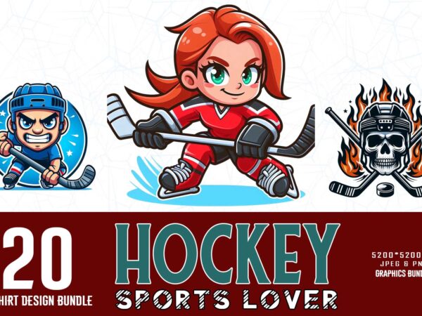 Vintage sports hockey t-shirt design bundle of 20 designs – download instantly