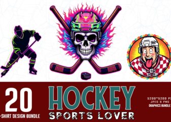 Trendy Retro Vintage Hockey Lover t-shirt design bundle of 20 design